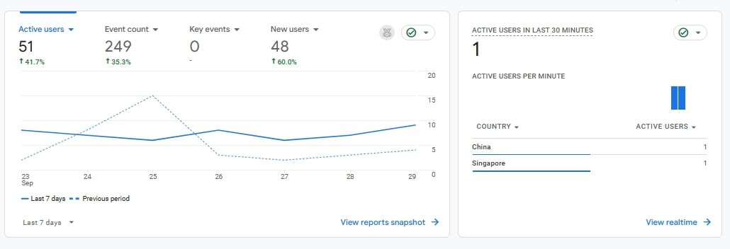 Google Analytics dashboard showing engagement metrics — social media management performance tracking example.