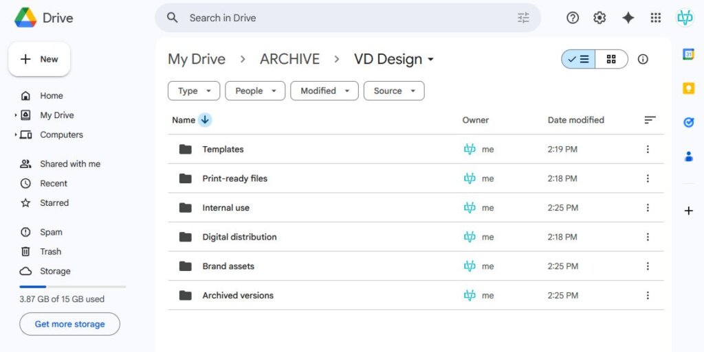 Brand identity assets organized in a centralized digital library.