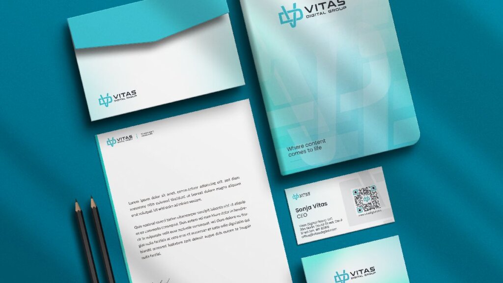 Brand identity design applied consistently across marketing materials.