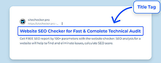 Example of a title tag in Google search results, shown as the clickable blue headline of a search listing.